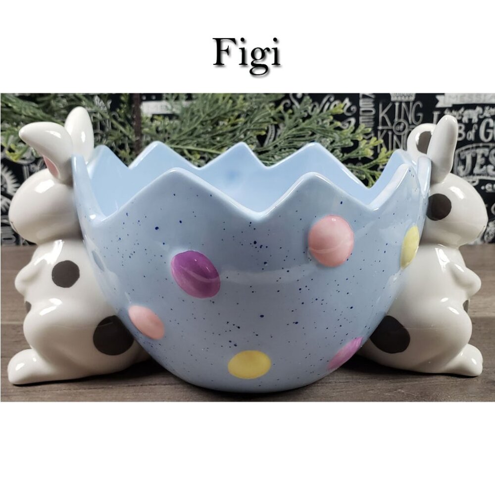 Figi Bunny Easter Parade Ceramic Candy Dish